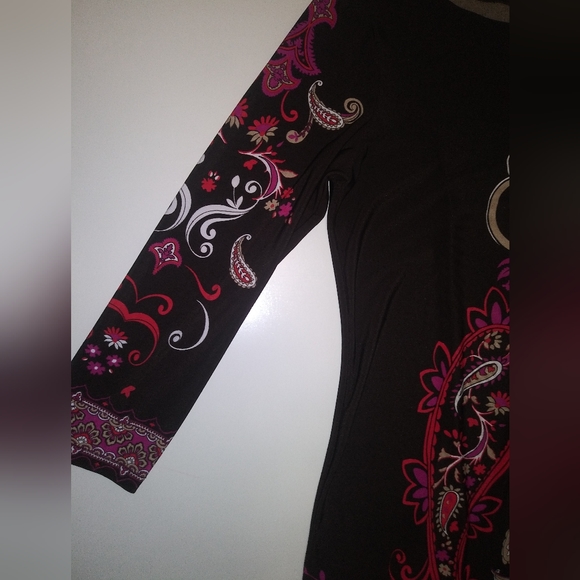 London Times Women's Brown Mini Dress Size 6 3/4 Sleeves - Picture 9 of 13